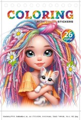 Розмальовка з наліпками 105 х 148 мм.,100г, 12 аркушів, друк 4+4 пружина диз:24206