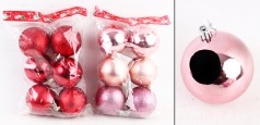 УЦЕНКА 50% Новорічні прикраси  5 видів, кульки, 6 штук, D=9 см, у п/е, мікс видів  