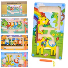 Дерев’яна іграшка Лабіринт магнітний, 22,5-12,5-1,5см, кульки, 4 види, в кор-ці, 23-13,5-2см 