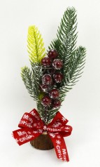 Новогоднее декоративное украшение "Елочная ветка с ягодами" 27см ОРР 1шт/этик