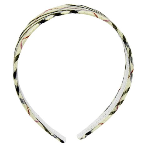 Обруч для волосся в клітку, бежевий (d=13 см)