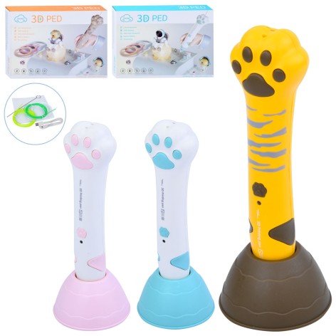 3D ручка 15см, USBшнур, тип филамента(пластик) - PCL(3цвета),4 вида, в кор-ке, 22-17-5см 