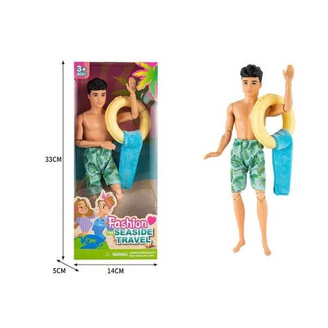 Лялька висота 30 см, круг для плавання, рушник, в кор. 