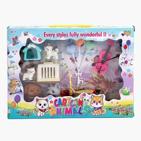 Игровой набор фигурки животных, скрипка, самокат, шары, в кор. 