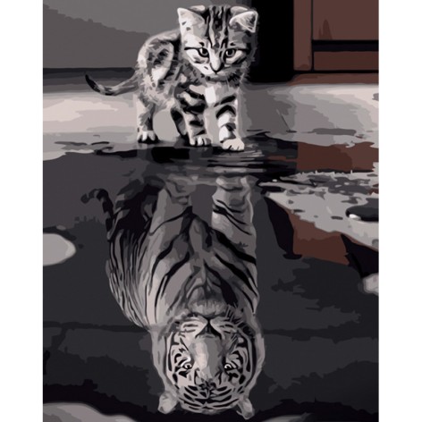 Набір для розпису по номерах Кіт і тигр Strateg розміром 40х50 см (GS1130)