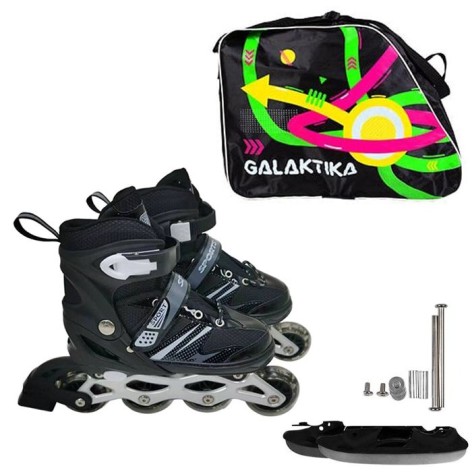 Ролики, розмір M (35-38) світло, розсувні, ABEC-7; Чорні