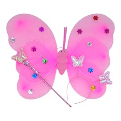 Набор Костюм Феи (крылья бабочки, обруч, волшебная палочка) розовый