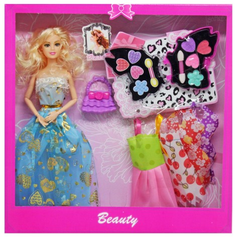 Кукольный набор "Beauty" с косметикой (голубой)