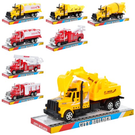 Машина 22см, инерц, 8видов(4пожар+4строев), в слюде, 25,5-12-8,5см 