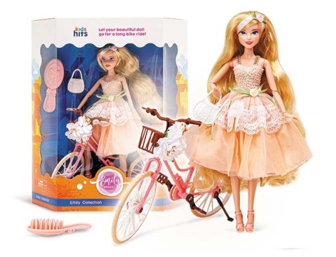 Кукла Emily Romantic з велосипедом кор. 30*34*10 см