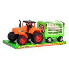 Трактор інерц-й, з причепом, тварини 2шт, в слюді, 31-13-11см 