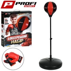 Боксерский набор груша(д.24см), на стойке (металл, от 80 до 125см), рукавички 2шт, в кор-це, 44,5-51-13см /6/