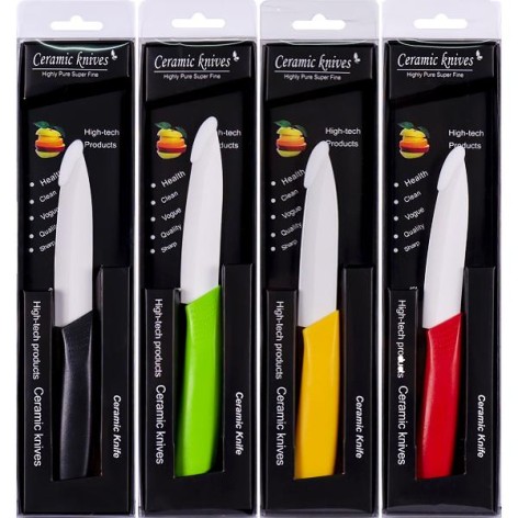 Нож керамический белый 20см цветная рукоять в коробке X3-227