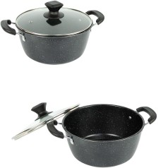 Кастрюля 2л D20см с мраморным антипригарным покрытием и крышкой Hot Chef 16749-7