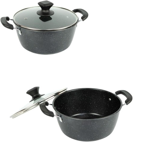 Кастрюля 2л D20см с мраморным антипригарным покрытием и крышкой Hot Chef 16749-7