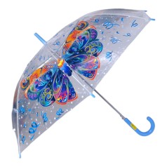 Зонт тростина прозрачна Метелик, длина - 83 см, діаметр - 98 см блакитний
