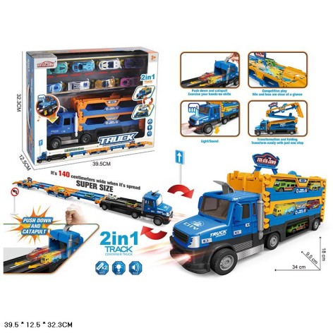 Трейлер батар. світло,звук,машинки у наборі, кор. 39,5*12,5*32,3см 