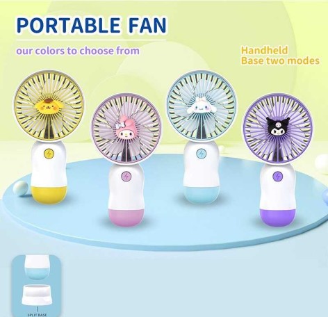 Вентилятор 4 види, акумулятор 4.2 V, USB Type C, підставка, в кор,  мікс видів 