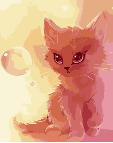 Набор для росписи по номерам Котенок с пузырьком Strateg размером 40х50 см (DY187)