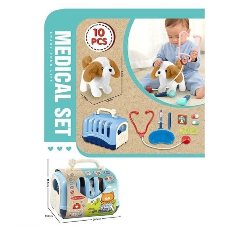 Собачка прыгает, виляет хвостиком, лает, набор врача, в боксе