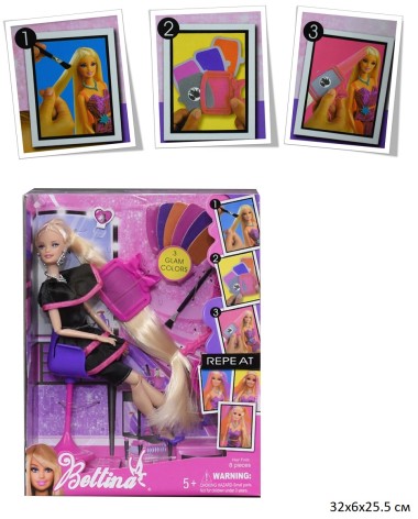Парикмахерский набор игровой с куклой, 3 вида (милирование волос)