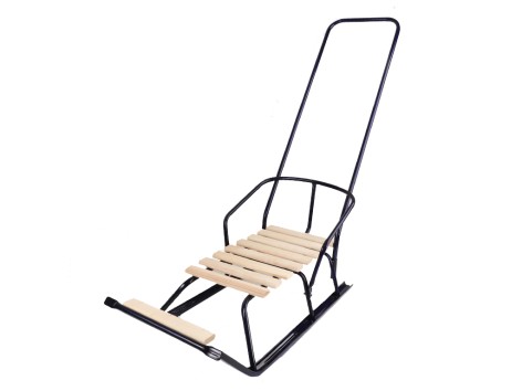 Санки дитячі з відкидною спинкою та підставкою д/ніг СИН+РУЧКА (8 поперечних планок сосна) в упак.