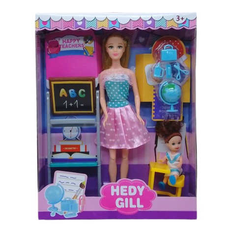 Кукольный набор "Учительница" (в голубом)