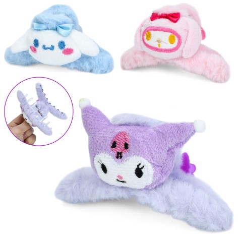 Аксесуар для волосся KR, заколка-краб, 11см, плюш, 3 види, /32/384/12шт в п/е