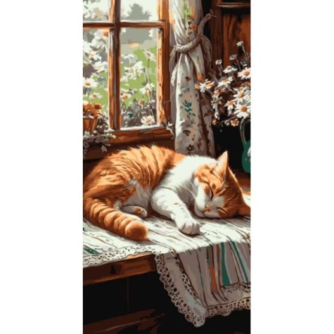 Картина по номерам "Рыжий котик" 40*80 см