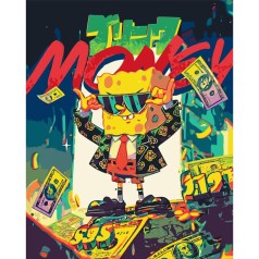 Картина по номерам Спанчбоб с деньгами / Губка Боб 40*50 см Оригами LW 31680