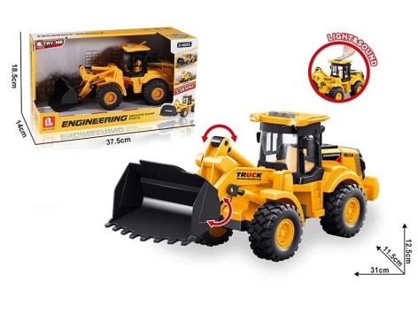 Спецтехника Экскаватор, звук, подсветка, инерция, резиновые колеса, масштаб 1:16, в кор. 