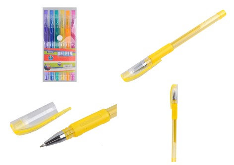 Набір ручок гелевих Неон, 6 кольорів, PVC, First, 1мм