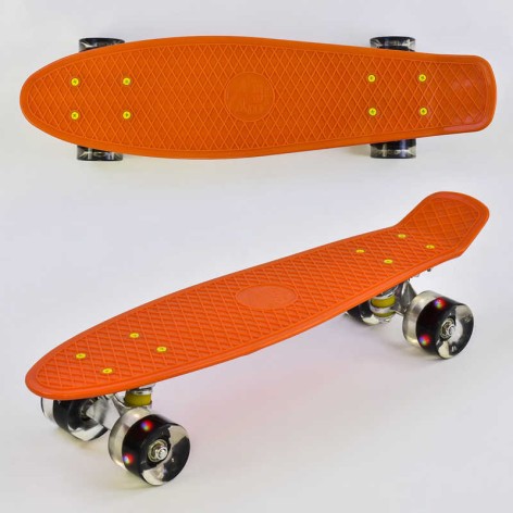 Скейт Пенни борд Best Board, оранжевый, свет, доска=55 см, колеса PU d=6 см