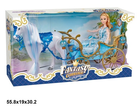 Карета 333A з конем і лялькою 29см.батар.муз.світ.кор.56*15,5*24,5 