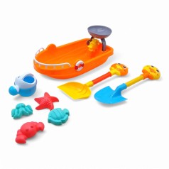 Песочный набор "Кораблик" - мельница, лопатки, лейка, формочки (оранжевый)