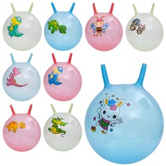 М'яч для фітнесу 45см, з ріжками, принт-тварина, 350г, мікс видів/4 кольори, у п/е, 16-16-5см /24/