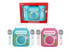 Караоке 2 кольори, підсвічування, 2 мікрофони, функція зміни голосу, запис, підключається до телефону, від аккумулятора 3.7V, USB-кабель, кор. 