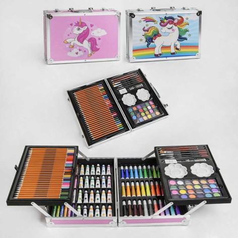 Набір для малювання 2 кольори, 144 предмети, у валізі 23,4*34*8,5 см 