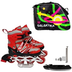 Ролики, размер M (35-38) светлые, раздвижные, ABEC-7; Красные