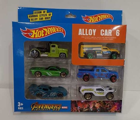 Набор машин 6 штук металлопластик в кор. 