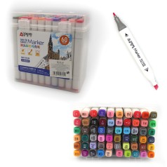 Набір скетчмаркерів двосторонніх Aodemei 60 штук, квадратний корпус 6138-60M