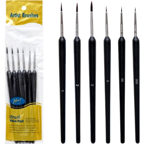 Набор кистей художественных круглых 6 шт.