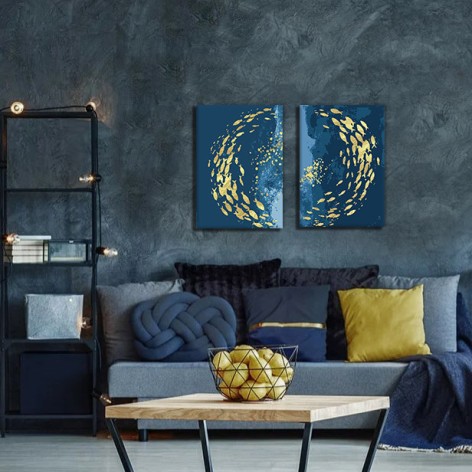 Набор картин с поталью по номерам Riviera Blanca Синий круговорот (ITR-048) 2 шт в наборе