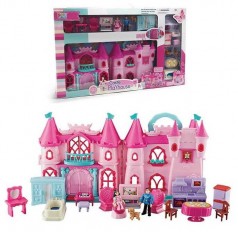 Домик игрушечный 2 этажа, 2 фигурки персонажей, питомец, мебель, свет, звук, на батарейках, в коробке