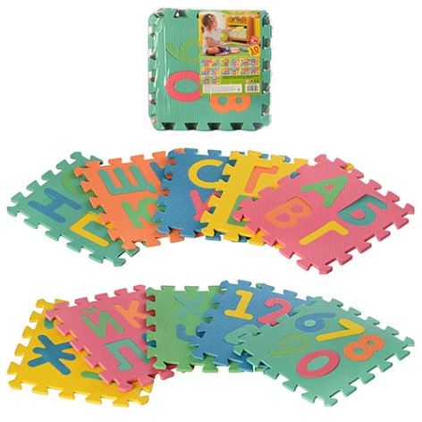 Коврик Мозаика EVA, алфавит (укр.)-цифры, 10 дет, кул, 29-29-8см 