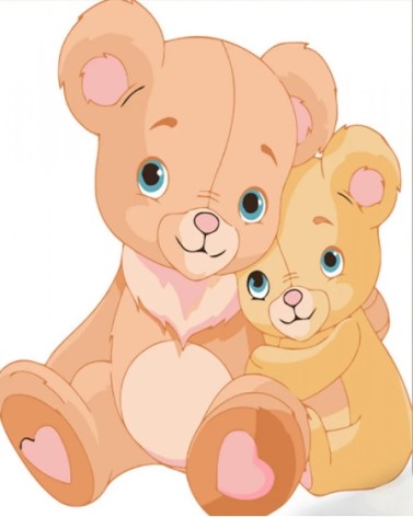 Набор для росписи по номерам Мишка с мамой Strateg размером 30х30 см (ES118)