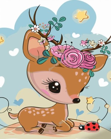 Набір для розпису по номерах Оленя в квіточках Strateg розміром 30х40 см (SS6718)