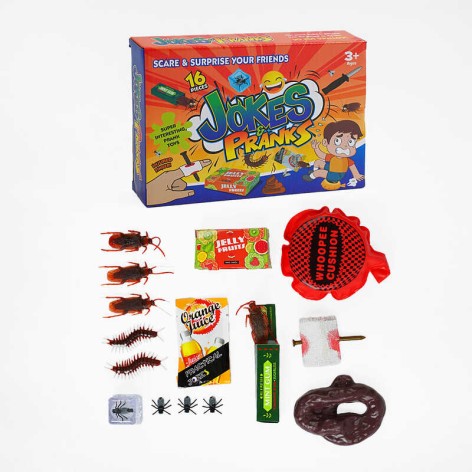 Набір приколів 16 елементів, муляжі, насекомих, фальшивий ніж, в кор.