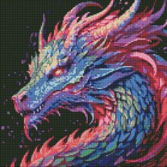 Алмазная мозаика "Цветастый дракон" 40х40 см