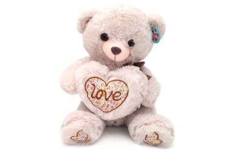 М'яка іграшка Ведмедик із серцем сірий 36 см